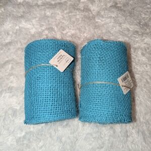 Nwt Mainstays 5.5-inch unwired Teal Burlap Ribbon